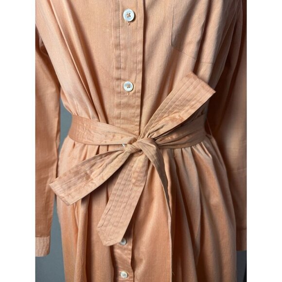 Pell & Co Long Sleeve Shirt Dress Peach Orange Button Up Midi Dress Size 14 - Picture 4 of 16